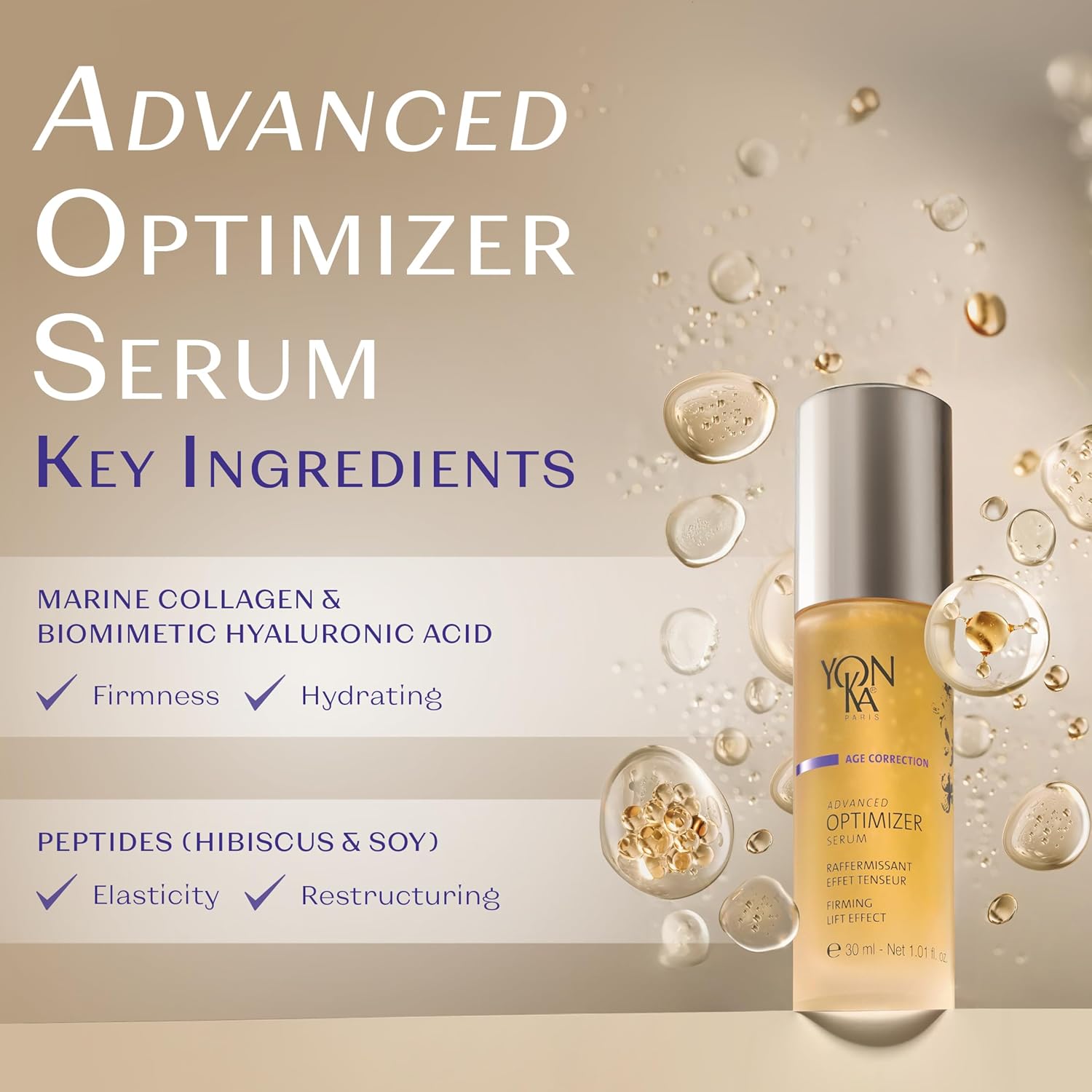 Yon-Ka Advanced Optimizer Serum - Anti-Aging Face Gel with Marine Collagen & Hyaluronic Acid | 1.01 fl oz