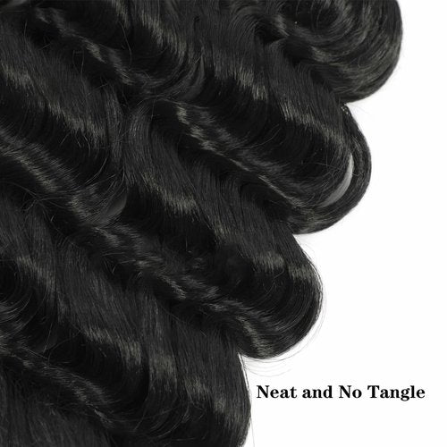 7 Packs Ocean Wave Crochet Hair 18 Inch Long Curly Braiding Deep Ocean Wave Hair Short Wavy Crochet Braids Synthetic Hair Extensions for Women (18Inch (Pack of 7), 1B)