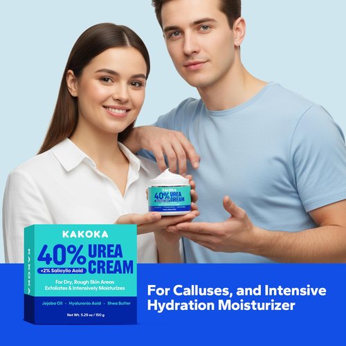 Kakoka Urea Cream (5.29 Oz), Urea Cream 40 Percent with 2% Salicylic Acid, Foot Cream for Dry Cracked Heels and Feet, for Exfoliation, Skin Barrier Repair & Intensive Hydration
