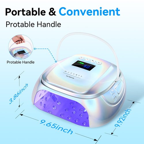 Makartt UV Nail Lamp – 30W Fast Curing UV Light with Handle Rechargeable Cordless Nail Dryer for Gel Nail Polish with 45 Beads Dual Lights 4 Timers LCD Smart Sensor for Nail Art Design(Plating Silver)