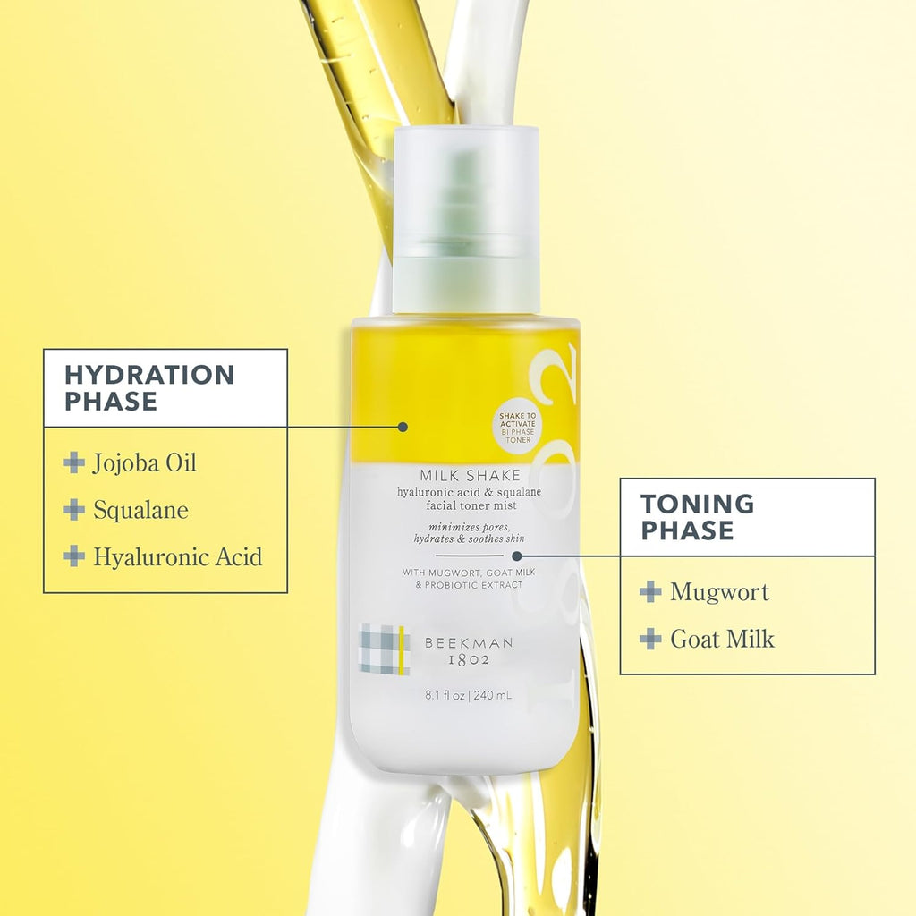 Beekman 1802 Hydrating Toner & Face Mist + Oh! Mega Milky Oil Facial Oil | Sensitive Skin Safe, 2 fl oz + 0.5 fl oz
