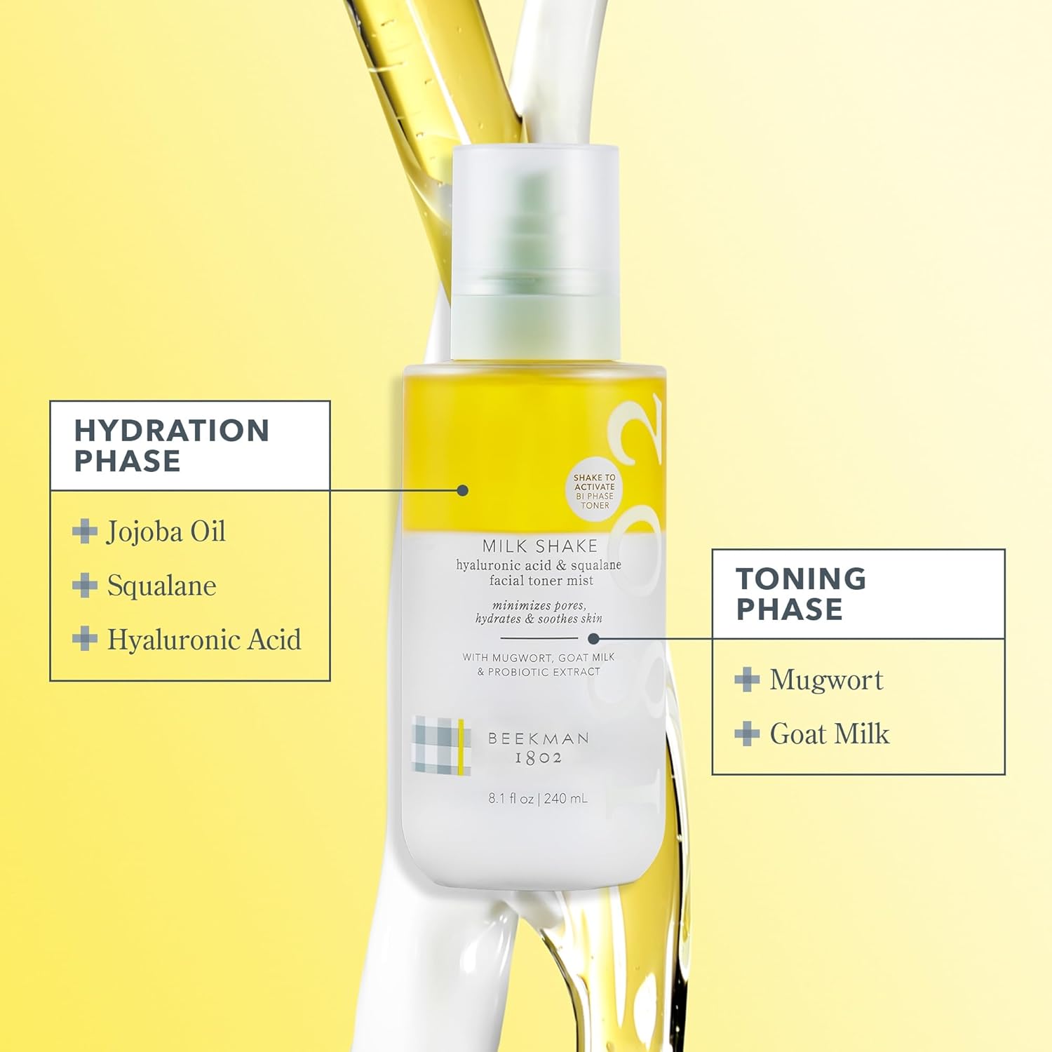 Beekman 1802 Hydrating Toner & Face Mist + Oh! Mega Milky Oil Facial Oil | Sensitive Skin Safe, 2 fl oz + 0.5 fl oz