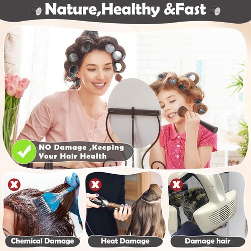 Skiennix Thermal Hair Rollers - 24PCS Jumbo Curlers with Clips for Volume | 63mm, 48mm, 36mm Sizes