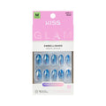 KISS GLAM, Press On Nails, Nail glue included, 'Glow Forever', Blue, Medium Size, Almond Shape, Includes 32 Nails, 2g Glue, 1 Manicure Stick, 1 Mini File