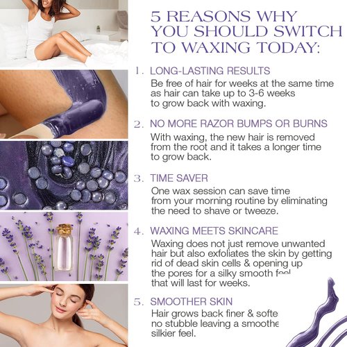 GiGi Hard Wax Beads for Hair Removal - Relaxing Lavender, Waxing Beads for Face, Body, and Sensitive Areas, 14 oz