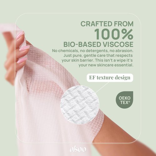 OLSOO Clean Face Towels XL® – 100% Viscose, OEKO-TEX Certified, Ultra Soft Disposable Towels, Super Absorbent & Eco-Friendly for All Skin Types (50 Count)