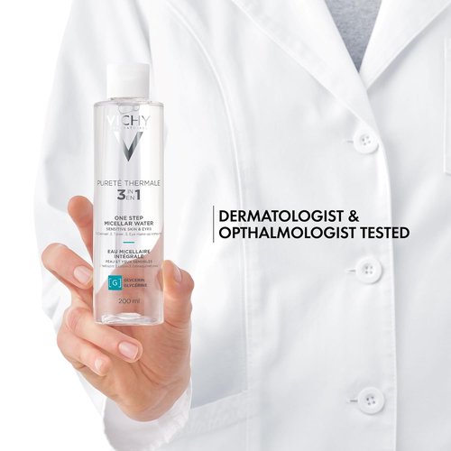 Vichy Pureté Thermale Micellar Water - Gentle Makeup Remover & Hydrating Toner with Vitamin B5 | No Rinse Needed