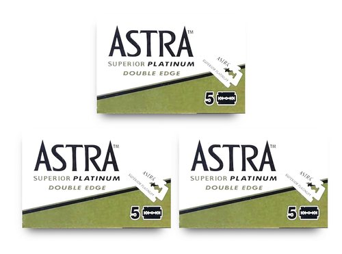Astra Platinum Double Edge Safety Razor Blades - Superior Quality, 5 Count (Pack of 3)