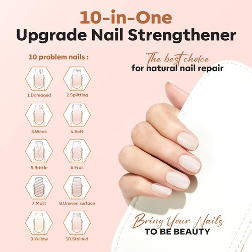 Modelones Nail Strengthener - Milky White Nail Polish for Damaged Nails | 15ml Natural Nail Repair