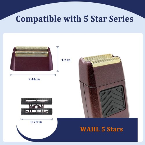 2-Pack Replacement Foil & Cutter Bar Compatible with Wahl Super Close Shaver – Professional for 7031-100 & 7043-100 Models, Red (5 Star Series Finale)
