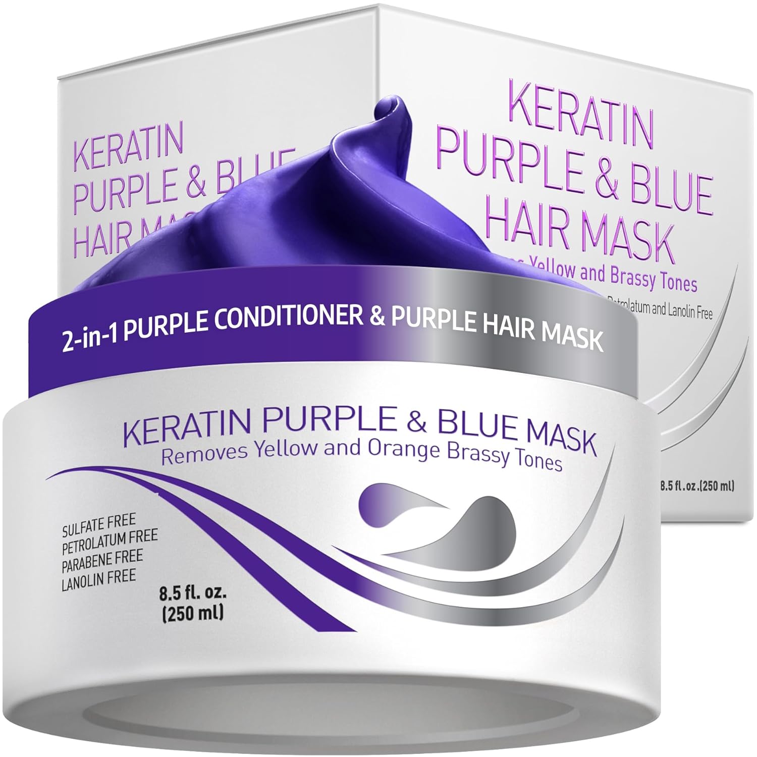 VITAMINS Keratin Purple Hair Mask - Deep Conditioner for Blonde, Silver, Gray & Brown Hair