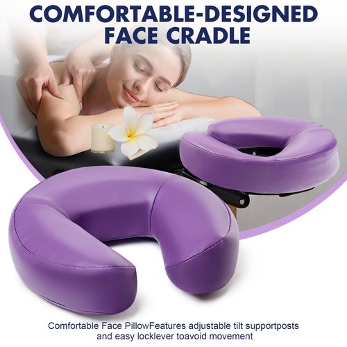 KONOVOLY Universal Headrest Face Cushion Face Pillow for Massage Table and Massage Chair, Professional Massage Table Universal Face Head Neck Rest Pad with Soft Memory Foam (Purple)