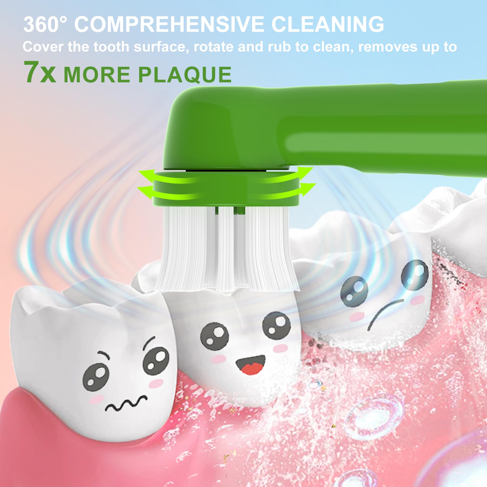 YMPBO Replacement Brush Heads Compatible with Brusheez Kids' Electric Toothbrush, Toothbrush Head Refill, 5 Pcs White + 5 Pcs Purple