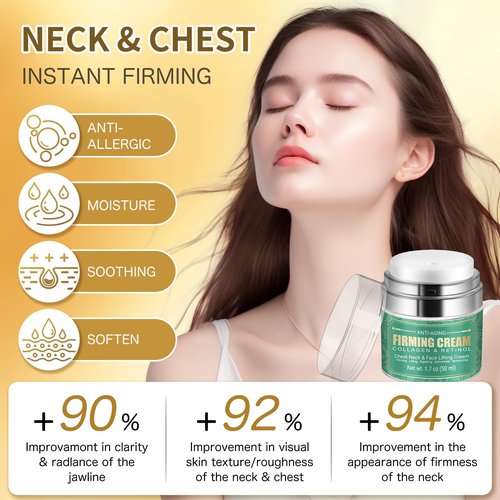Anti Aging Firming Neck Cream, 5-IN-1 Face Tighten and Lift Neck Cream, Anti Wrinkle Neck Retinol & Collagen Cream, Chest Neck & Face Lifting|Repairing|Moisturzing Skin Care for Men & Women - New