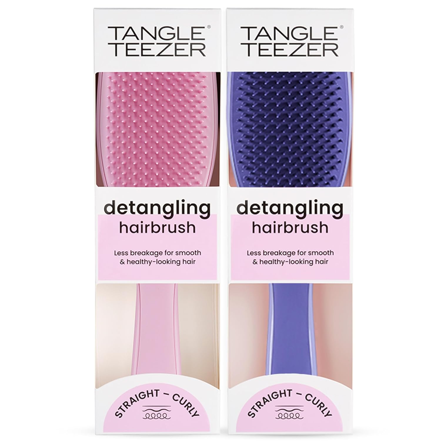 Tangle Teezer Ultimate Detangler Brush Duo - Effortlessly Eliminate Knots & Reduce Breakage | Rosebud & Lilac Purple