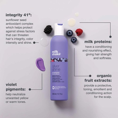 Milk_Shake Silver Shine Purple Shampoo - SLES-Free Formula for Brassy Blonde Hair, 300ml