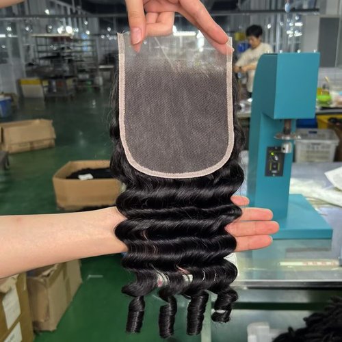 Lemoda 5x5 HD Lace Closure Burmese Loose Deep Wave Curly HD Transparent Lace Frontal Closure 14Inch 100% Virgin Human Hair Lace Frontal Closure Free Part Natural Black