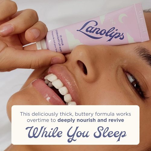 Lanolips 12 Hour Overnight Lip Mask - Hydrating Lip Balm with Hyaluronic Acid & Vitamin C - Restore & Soften While You Sleep - 0.52 oz / 15 g