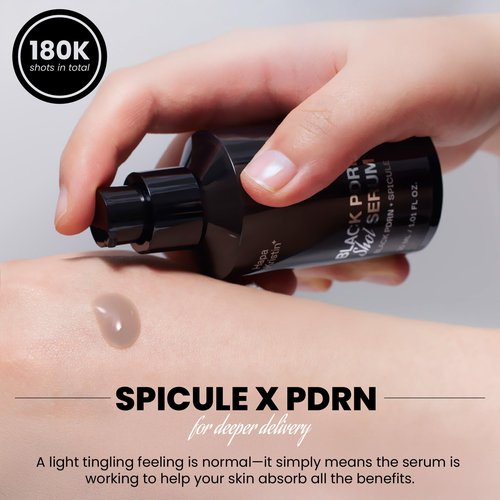 HAPA KRISTIN Black PDRN Shot Serum, Spicule Microneedling for Dark Spots, Uneven Tone, Elasticity, Firming, Glow, Strengthen the Skin Barrier, 1.01 FL OZ
