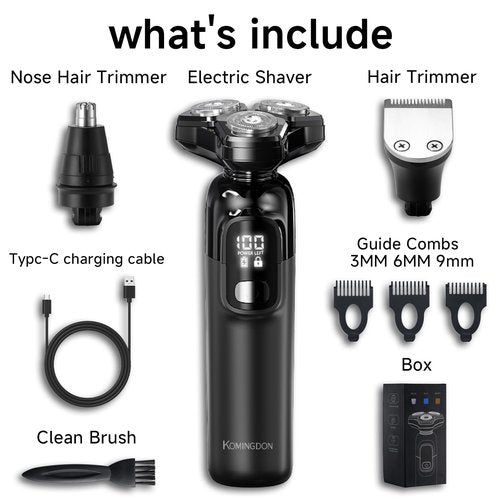 Electric Razor for Men, Magnetic Shavers for Men Face, Wet Dry Mens Electric Razors for Shaving Face, USB-C Rechargeable Multi-Functional Rotary Shaver with Nose Sideburns Hair Trimmer