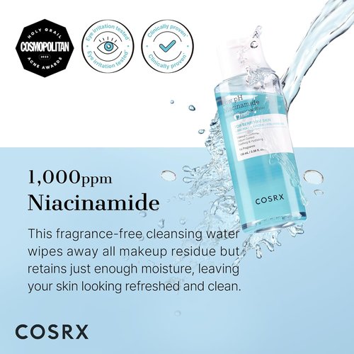 COSRX Low pH Niacinamide Micellar Cleansing Water - Gentle Daily Cleanser for Sensitive Skin | 3.38 fl. oz.