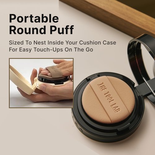 THE TOOL LAB Long-lasting Glow Tension Puff 4P Set, Rubycell Cushion Foundation Puffs for Moisturizing Coverage, Liquid Foundation Makeup Sponges, Korean Makeup (4P, 2.1 inch, Round)