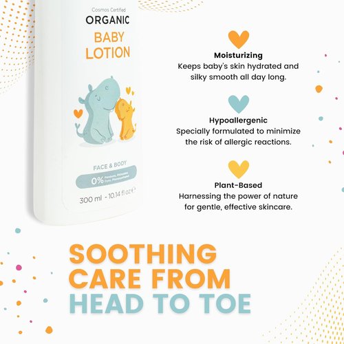Regine Switzerland Organic Baby Lotion - Gentle Moisturizer for Newborns & Toddlers, 10.14 fl oz