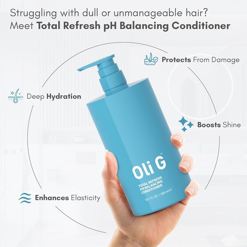 Oli G Total Refresh Hair Conditioner - Lightweight pH Balancing Formula with Marula Oil & Shea Butter - 10 fl oz