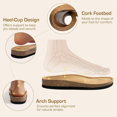 DREAM PAIRS Women's Thong Slide Sandals - Comfortable Cork Footbed | Open Toe Summer Slippers