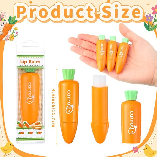 Skiennix Carrot Lip Balm - 6 Pcs Moisturizing Easter Beauty Gifts | Nourishing Spring Basket Stuffers