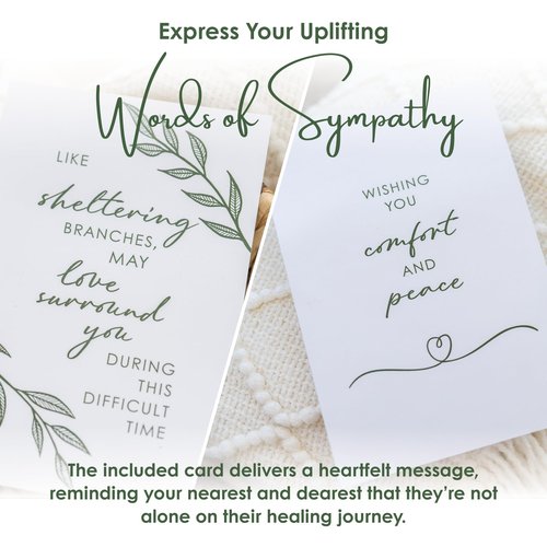 Sympathy Gift Baskets for Women – 8 Thoughtful & Cozy Items (Blanket and Candle Gift Set with Mug, Socks & More) – Sympathy Gifts for Loss of Loved One, Get Well, or Self Care Gifts for Women