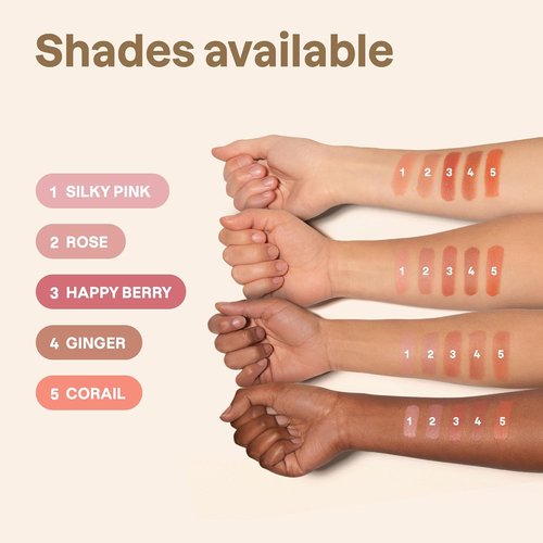 ATTITUDE Oceanly Blush Stick - Plastic-Free, Lightweight & EWG Verified | Vegan & Cruelty-Free, Happy Berry, 0.3 Oz