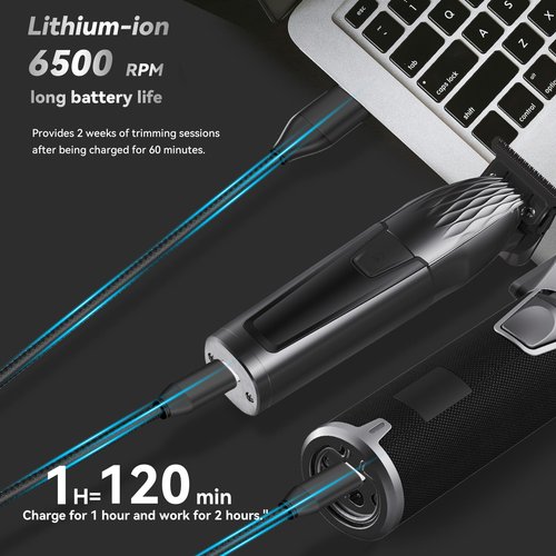 Clipzoo Professional Cordless Hair Clippers for Men & Trimmer Set, 240Min Runtime with LED Display, Quiet Haircut Kit for Men/Women/Kids w/6 Guide Combs, Barber Scissors, Cleaning Brush