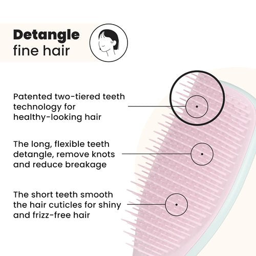 Tangle Teezer Fine Detangler Brush - Effortlessly Reduces Breakage for Fine Hair | Marshmallow Pink & Mint