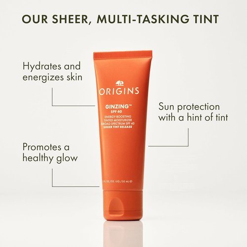 Origins GinZing Tinted Moisturizer with SPF 40 - Energy-Boosting Hydration & Skin Perfection | 1.7 Fl Oz