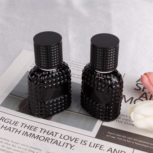 HXRYAGi 2 Pack 30ml Perfume Spray Bottles Empty, Refillable Glass Fine Mist Atomizer, Portable Travel Perfume Atomizers Fragrance Containers Sprayer for Cleaning, Essential Oils, Liquids (Black)