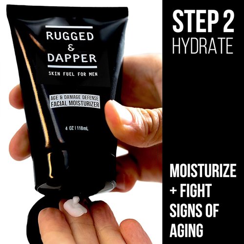 RUGGED & DAPPER Daily Duo Skincare Set for Men - Age Defense Moisturizer & Power Scrub Face Wash