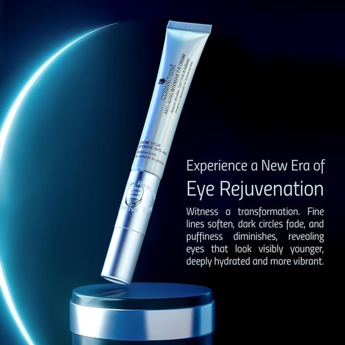 Cosmetisse Intensive Eye Cream - Vibrating Metal Applicator, Snail Filtrate & Shea Butter | Reduces Dark Circles & Puffiness (0.68oz/20ml)