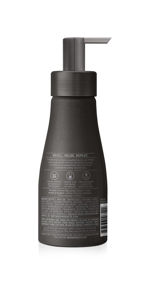 Method Premium Foaming Hand Wash, Vetiver + Amber, Reusable Black Aluminum Bottle, 10 fl oz (Pack of 3)