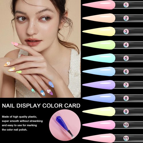 Allstarry 200 Pcs Clear & Natural Nail Swatch Sticks with Ring and Numbered Tips Pointed Shaped Nail Art Polish Display Tips, False Nail Sample Sticks, Sacks of Transparent Nail Practice for Manicure