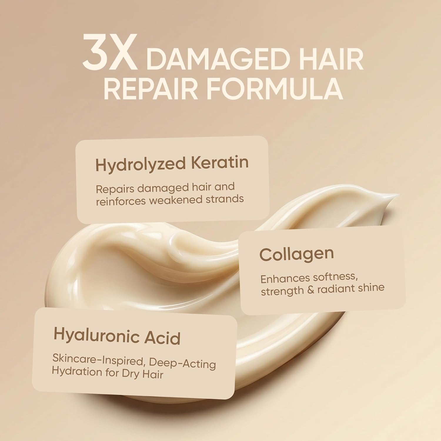 SUNATORIA Keratin Hair Mask - Deep Repair for Dry, Damaged Hair | Hydrolyzed Keratin, Argan Oil, 8.5 fl oz