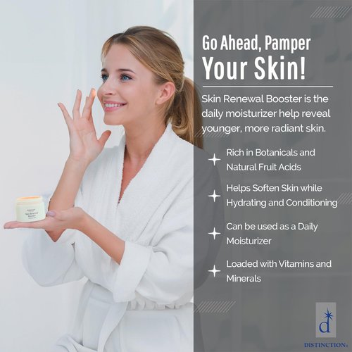 Distinction Skin Renewal Booster – Hydrating Face Moisturizer – Anti Aging Cream for Fine Lines & Wrinkles – Hydrates, Softens & Boosts Radiance – Daily Facial Cream for All Skin Types – 1 Oz