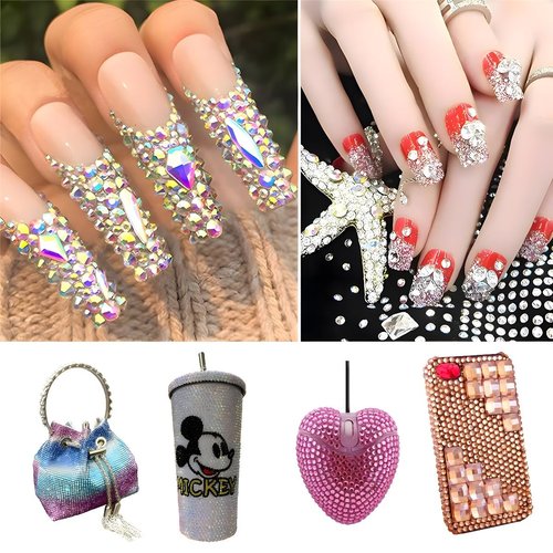 Flatback Rhinestones Round Gems for Nails Art and Crafts 620Pcs SS30 6mm Glitter Crystals Stone DIY Bags Clothes Shoes (Crystal Blue)