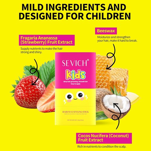 SEVICH Kids Hair Wax Styling Stick - Ergonomic Comb for Smooth Finish | 15g Natural Plant Extracts
