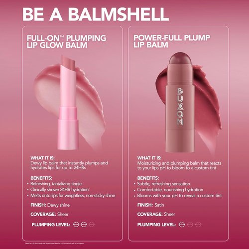 BUXOM Full-On Plumping Lip Glow Balm - Hydrating Tinted Lip Treatment with Hyaluronic Acid & Shea Butter