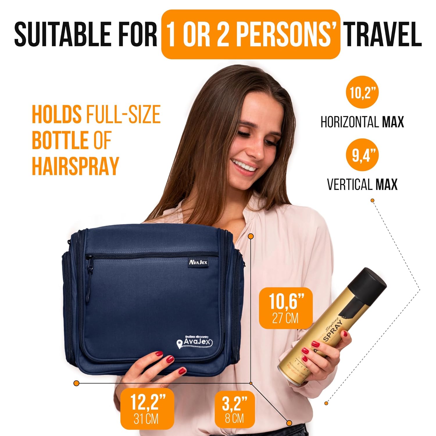 Travel Toiletry Bag | Large Waterproof Organizer for Men & Women - 19 Compartments, 10.6”x10.6”x3.2”