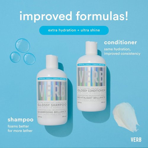 VERB Glossy Shampoo - Cleanses & Adds High Shine for Thick, Coarse Hair - Vegan, Paraben-Free, Sulfate-Free