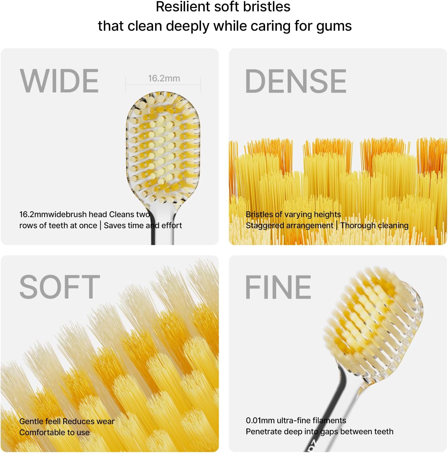 ZDEER Ultra Soft Bristle Toothbrush - Gentle Care for Sensitive Gums | Aluminum Alloy Handle, 11 Replaceable Heads