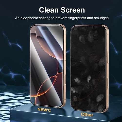 NEW'C iPhone 17 & 16 Pro Screen Protector - 3 Pack Tempered Glass with Easy Installation Tool | Case Friendly, Ultra Resistant