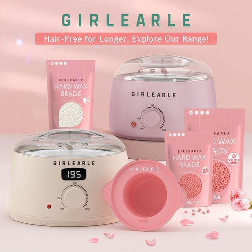 GIRLEARLE Hard Wax Beads, 1lb Wax Beans for Hair Removal Sensitive Skin with Rose Formula, Perfect for Full Body, Facial, Brazilian Bikini, and Legs at Home Wax Refill for Women Men (pink)
